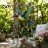 Soothing Garden Decor Graceful Bird Wind Chimes, Chimes for Outside, Metal Imitation Stained Glass Hanging Suncatchers with Crystal Pendants