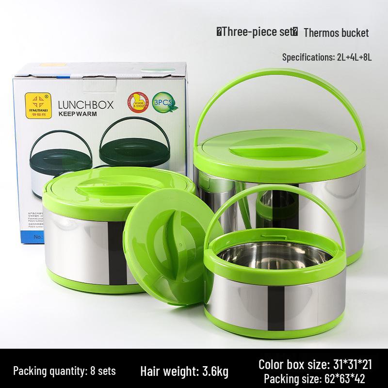 

Large Capacity Insulated Lunch Box Set - Portable Thermos with Commercial-Grade Pot and Bucket 2L, 4L, 8L Set