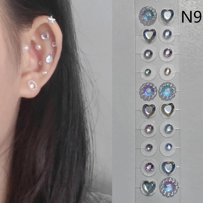 20 Patches Heart Butterfly Bow Rhinestone Ear Point Stickers Ear Pressure Stick Acupuncture Magnetic Beads Auricular Ear Sticker