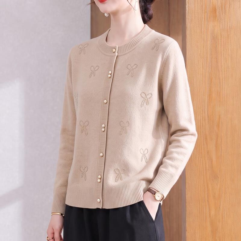 Yuzhaolin Women's Autumn Crewneck Knit Cardigan