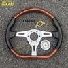 JDM Classic Vintage D Shape Steering Wheel Wooden Sports Steering Wheel for Universal