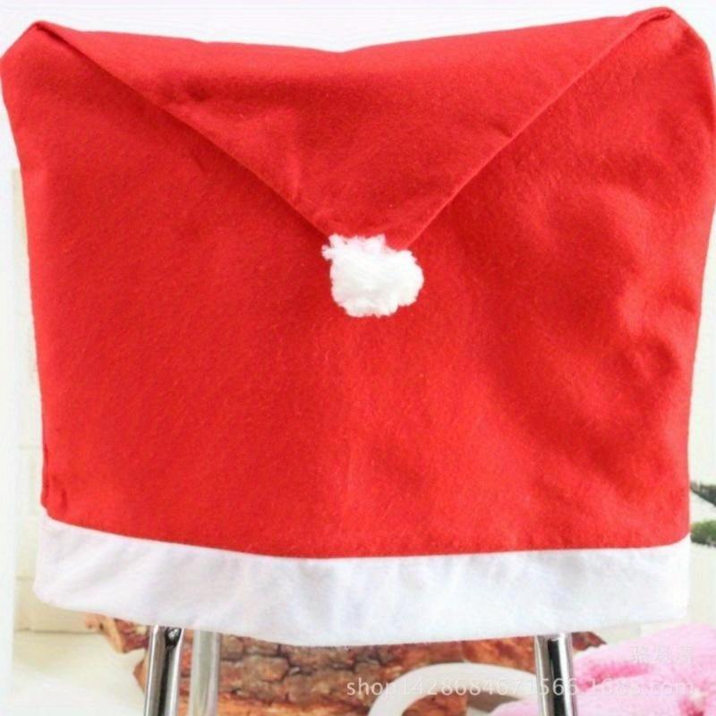 5 Stück Weihnachtsmann Rote Mütze Stuhlhussen Dekorative Weihnachtsessenstisch Party Heimdekoration Stoff Stuhlhussen