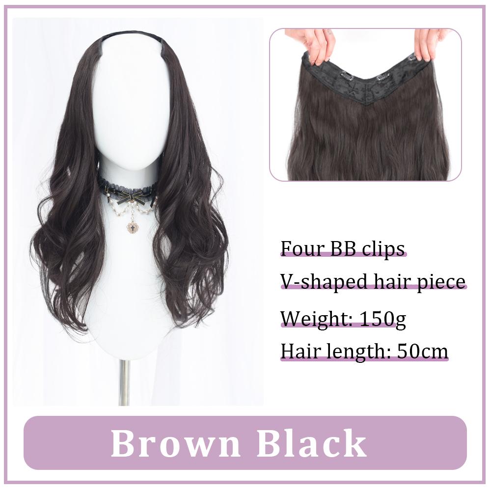 Long Wavy Synthetic Hair Extensions 4 Clip In One Piece Hair Wigs For Women Synthetic Clip On Hair Extensions