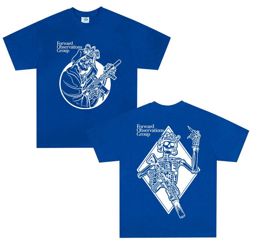 Forward Observations Group Death Skeleton Print T Shirt Unisex Retro Oversized Tshirts Hip Hop Gothic Short Sleeve Tees Streetwear