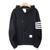 Four-Stripe Color-Woven Striped Hoodie Pullover Sports Casual Sweatshirt Unisex Couple's Outfit Trendy Brand Jacket