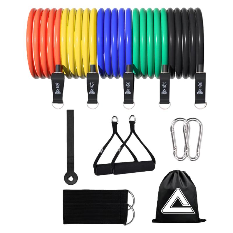 

Peak Resistance Band Set with Elastic Rope And Resistance Band, Home Fitness Exercise Equipment, 14-Piece Set, 125 Lbs