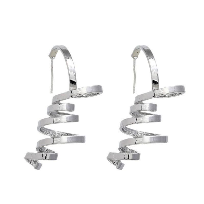 Chic Geometric Twisted Metal Earrings - Japanese & Korean Retro Style