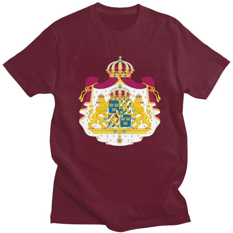 Custom Coat Of Arms Of Sweden Flag T Shirts for Men 100 Cotton Tee Tops Tshirts Fashion Tshirt Clothing