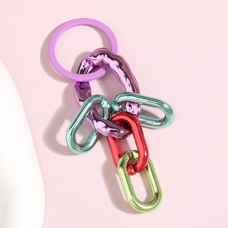 Colorful Acrylic Plastic Link Chain Keychain Creative Handmade Key Ring For Women Men Handbag Accessories DIY Friendship Gifts