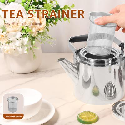 Stainless Steel Kettle Large Capacity Boiling Kettle Household Tea Pot with Removeable Tea Leak for Induction Cooker Gas Stove