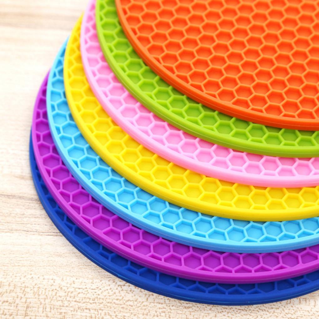 Round Silicone Heat Resistant Mat Non-Slip Coaster Placemat Saucepan Pot Holder