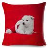 Holiday Puppy Cushion Cover Merry Christmas New Year Design Soft Linen Blend Home Decor Pillow Case