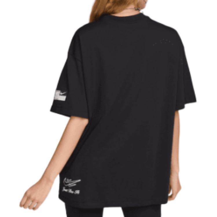 Nike Γυναικείο T-shirt με Γράμμα, Φαρδύ, Στρογγυλή Λαιμόκοψη, Κοντομάνικο, Μαύρο FZ1147-010
