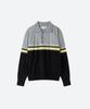MOONSUN M.C Unisex, Point Stripe Collar Knit / Gray Yellow
