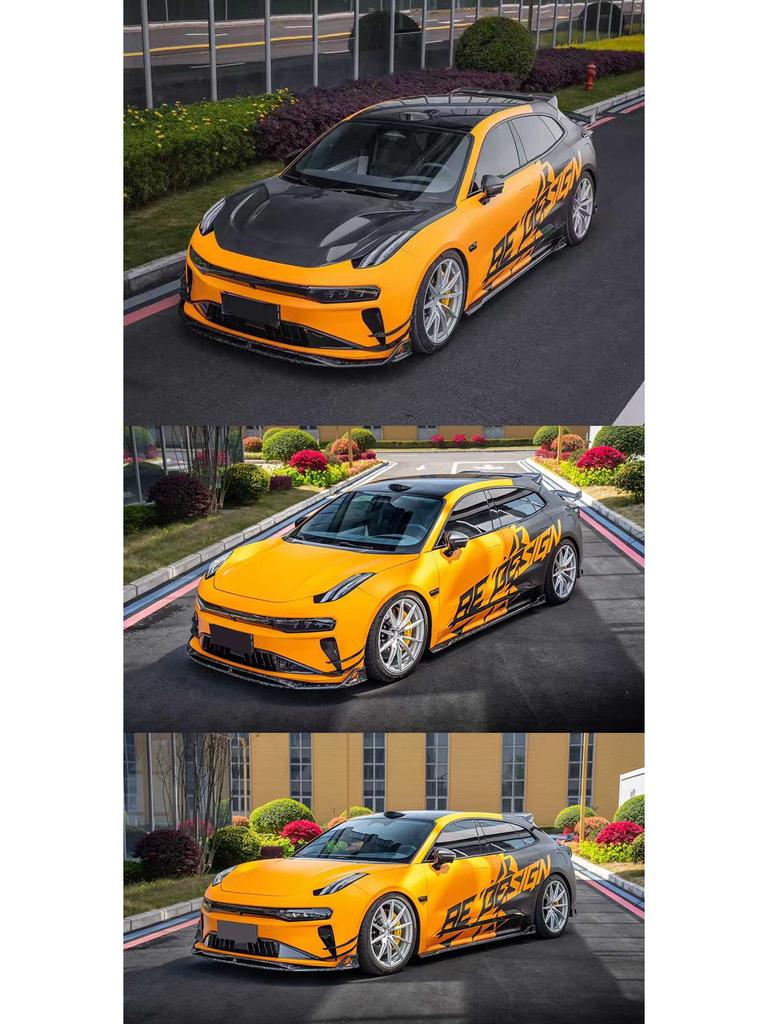 Zeekr 001 Body Kit: Carbon Fiber Front Lip, Side Skirts, Rear Diffuser, Spoiler, Roof Spoiler.
