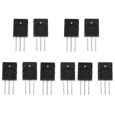 5 paia di transistor audio abbinati ad alta potenza 2SA1943 2SC5200 neri