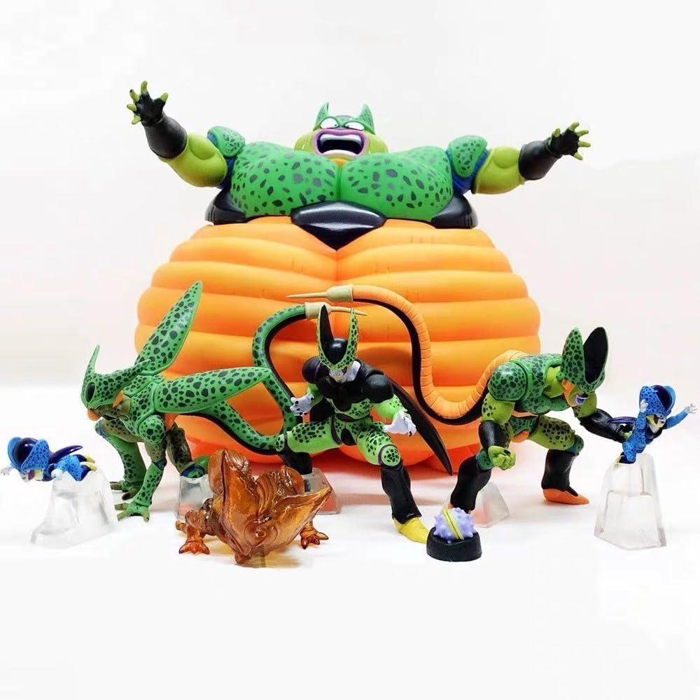 

Dragon Ball Cell Figure Set of 8, Perfect, Self-Destruct, and Cell Junior Forms, Collectible PVC Figurines [Parallel Import]
