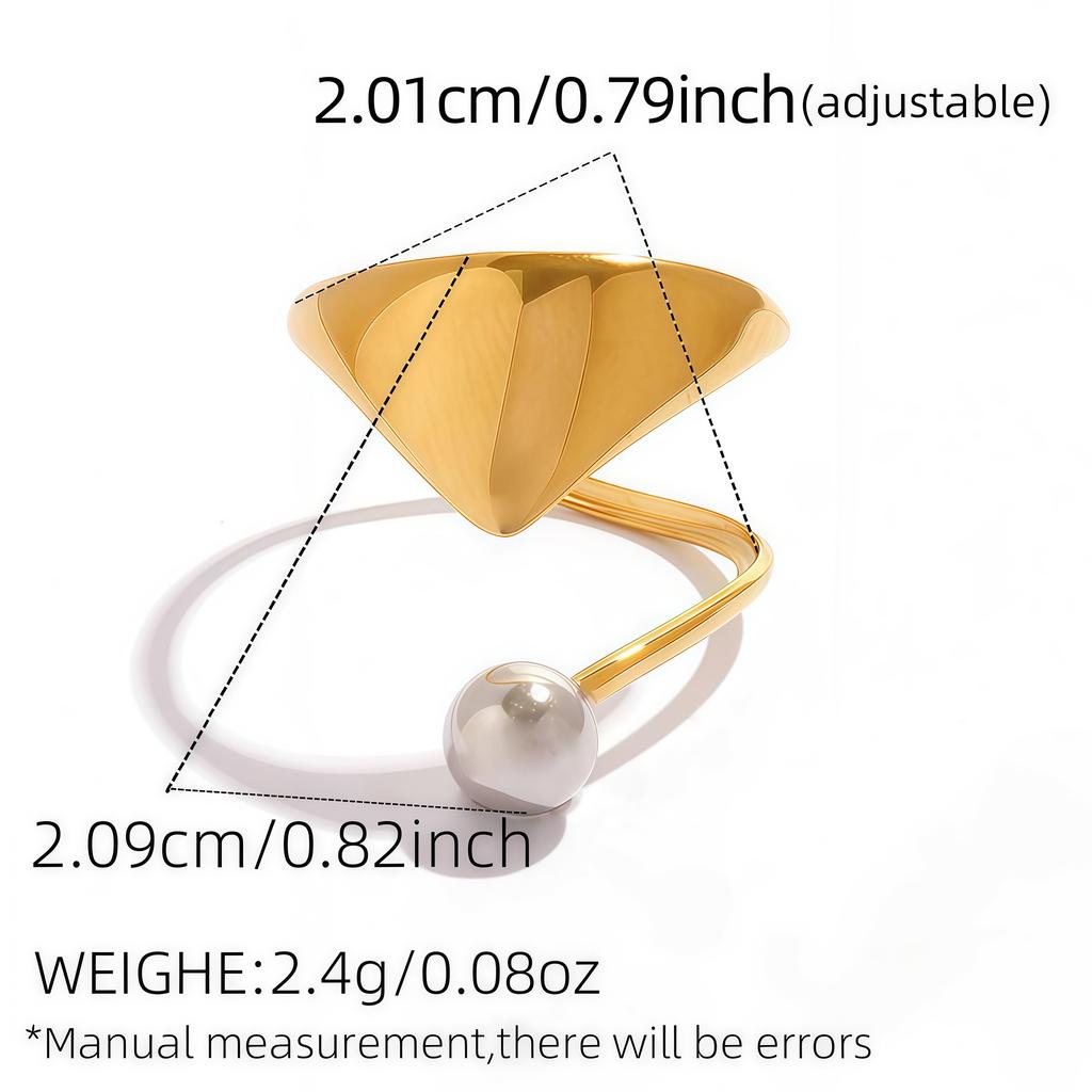 Minimalist Designer 18K Gold Color Plated Geometric Pattern Asymmetric Rings Waterproof Stainless Steel Zircon For Women