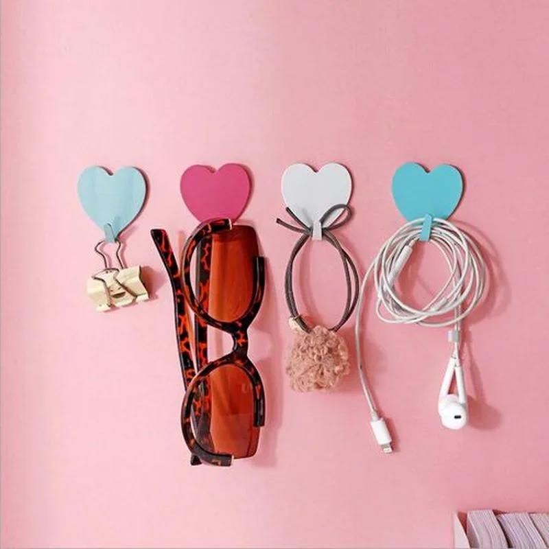 Creative Heart-shaped Hook Girly Heart Pink Love Peach Heart Stainless Steel Hook Soft Girl Room Decoration Hooks Accessories