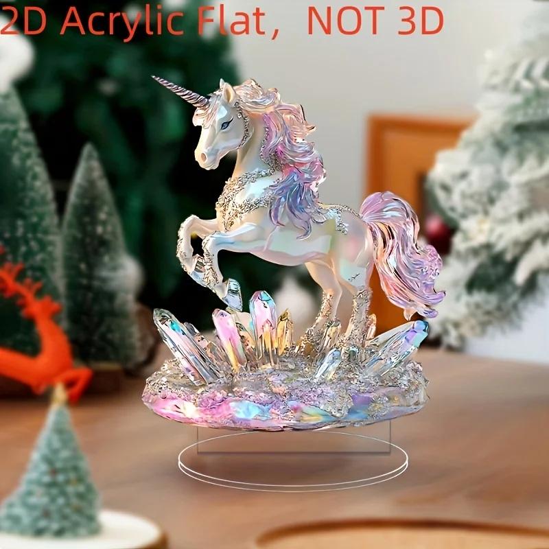 Acrylic Dream Unicorn Signboard Tabletop Ornament Handicrafts 2D Flat Elegant Table Decoration Home and Office Arts Decoration