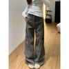 American-Style Cement Gray Wide-Leg Work Pants for Women, New Spring Model for Plus-Size Girls, Pear-Shaped Body, Loose Fit, Slimming Casual Pants