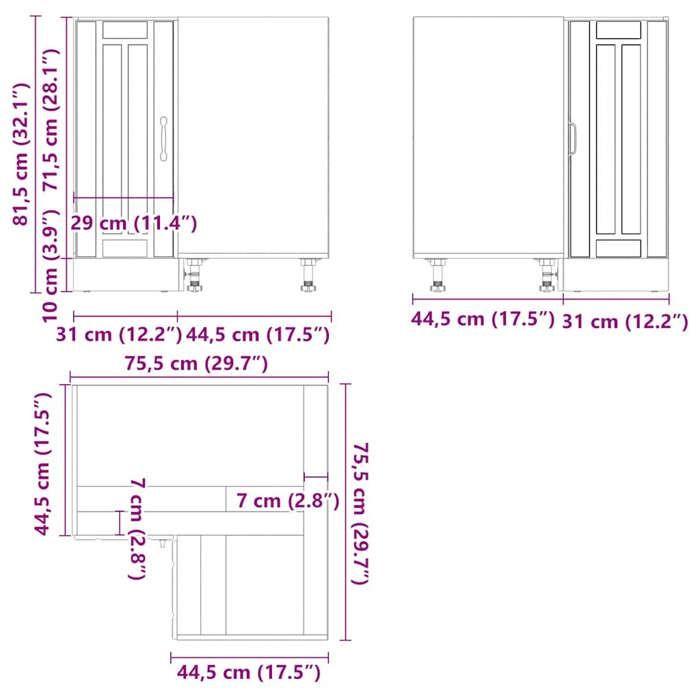 VidaXL Armoire d'angle de cuisine Lucca chêne artisanal, armoire d'angle, meuble d'évier d'angle,, meuble d'angle 853756