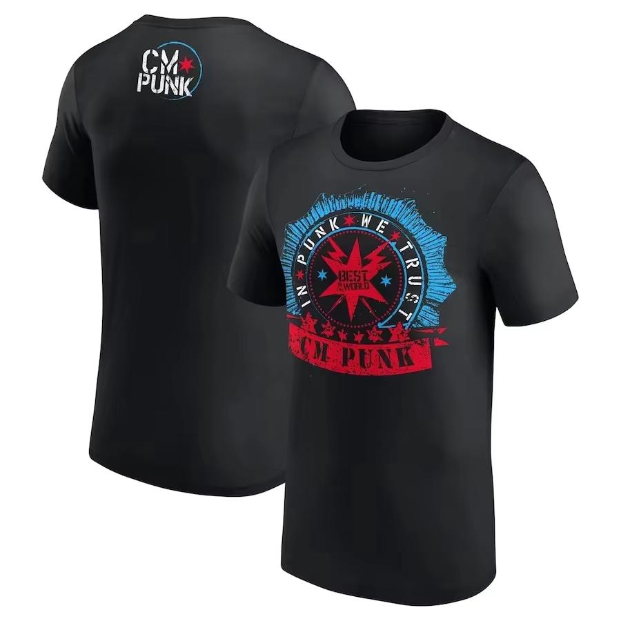 2025 New Men's Roman Reigns OTC 10-Star Print Cotton Tshirt Summer Sports WWE CM Punk Wrestler Tees Short Sleeve Oversized Tops