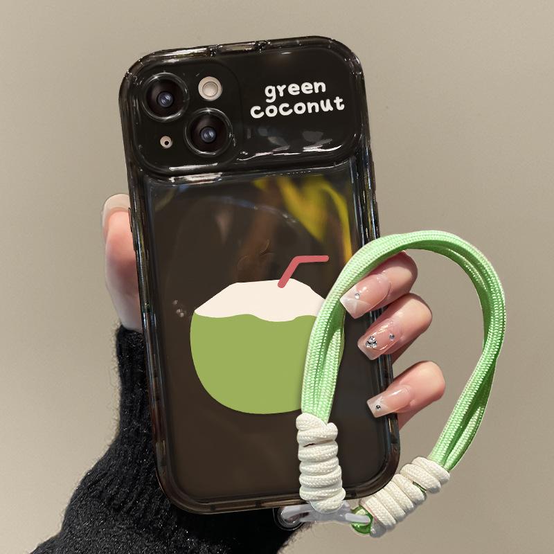 Applicable à la coque de téléphone portable Apple 15 IPhone 14 Été Cool Lanière Noix de Coco 13pro Miroir à Rabat Xs Transparent