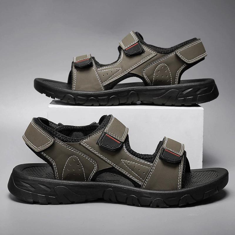 Lightweight Sports Sandals Summer Style Non-Slip Driving Shoes for Men Beach Shoes Wear-Resistant Large Size Velcro Shoes