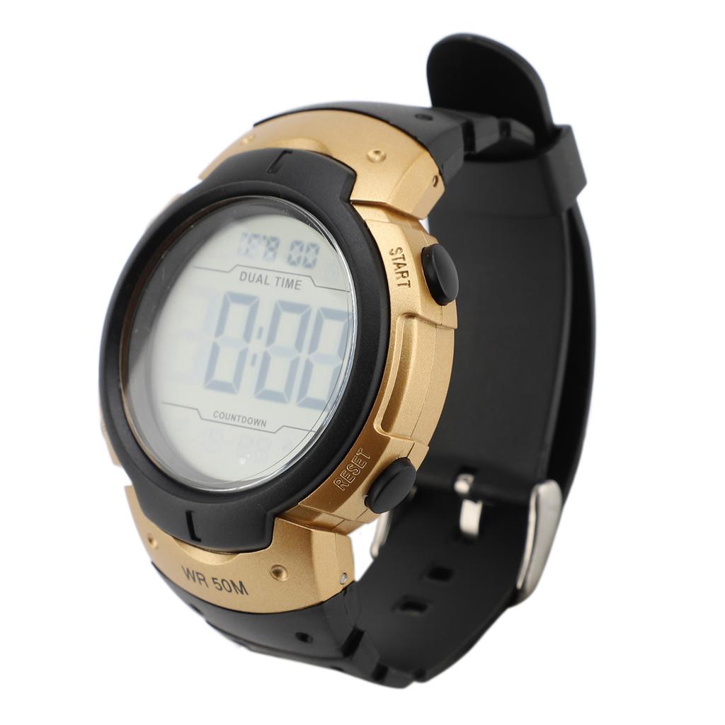 Pánské digitální hodinky 1/100 s stopky EL podsvícení Alarm Kalendář TPU řemínek Vodotěsné Široký ciferník
