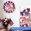 Wooden Patriotic Wreath Door Hanger Independence Day Decoration Wall Sign Plaque Home Hanging Ornament