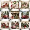 New Christmas Pillow Cover Super Soft Short Plush Printed Sofa Decorative Cushion Cover Home Cushion