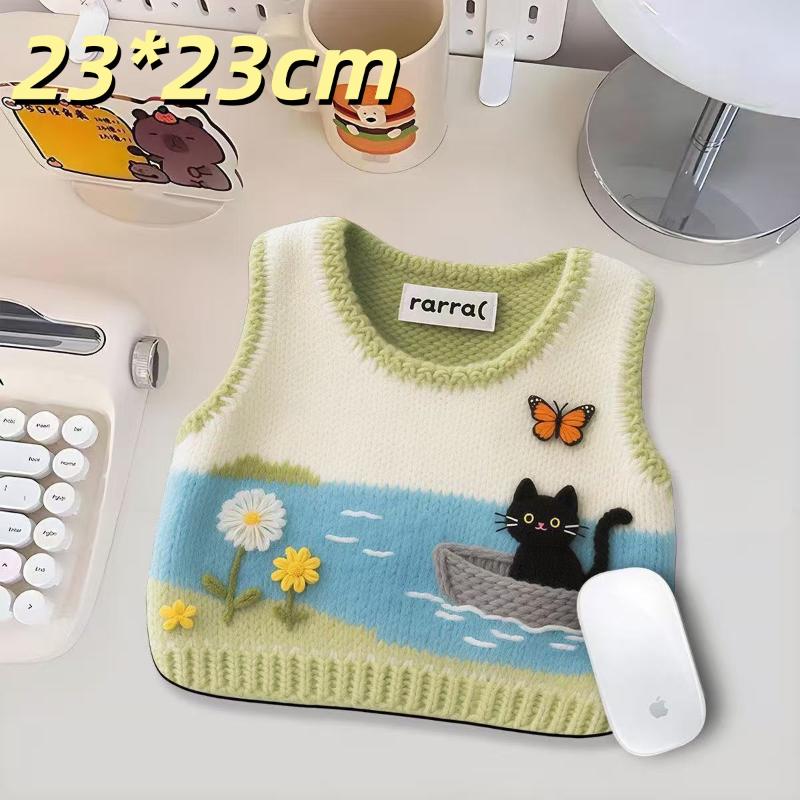 

1Pcs Desk Anti-Slip Sweater Mouse Mat Simulated Printing Knitted Sweater Mouse Pad Cute Cartoon Keyboard Mice Mat A13