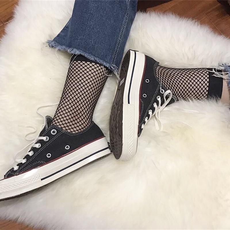 Women Ruffle Fishnet Ankle High Socks Lady Mesh Lace Fish Net Short Socks