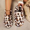 Fashion Leopard Color Fluffy Slippers For Women Men Witner Home Floor Shoes Warm Faux Fur Anti-slip Couples Indoor Cotton Slipper