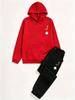 New Men's Fashionable Printed Autumn/winter Fleece-lined Thickened Long-sleeved Hooded Sweatshirt and Casual Jogging Pants Set