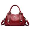 Fashion Three-layer Pocket Handbag, Trendy Leather Texture, Middle-aged Woman's Single-shoulder Bag