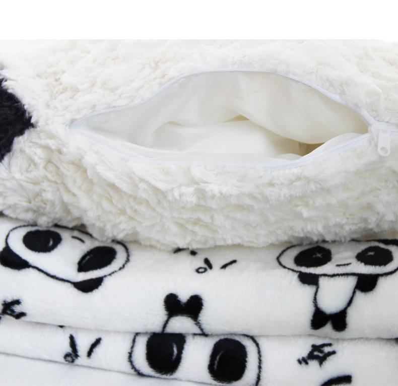 Panda Plush Pillow Blanket: Cute Cartoon Sofa Cushion & Office Backrest.
