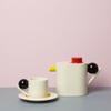Ceramic Kettle Cup Simple Geometric Sphere Afternoon Tea Ceramic Coffee Cup and Saucer Color Matching Coffee Cup and Saucer
