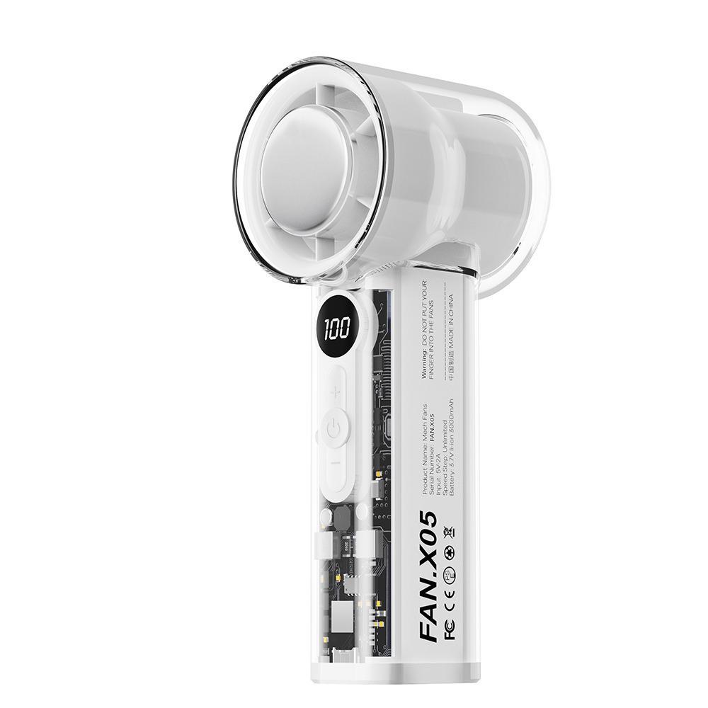High-Speed Handheld Fan with Semiconductor Cooling and Transparent Mecha Design x05