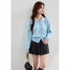 VICTORIA&VERA Women's Long-Sleeve Pearl Trim Doll Collar Wool Blend Cardigan