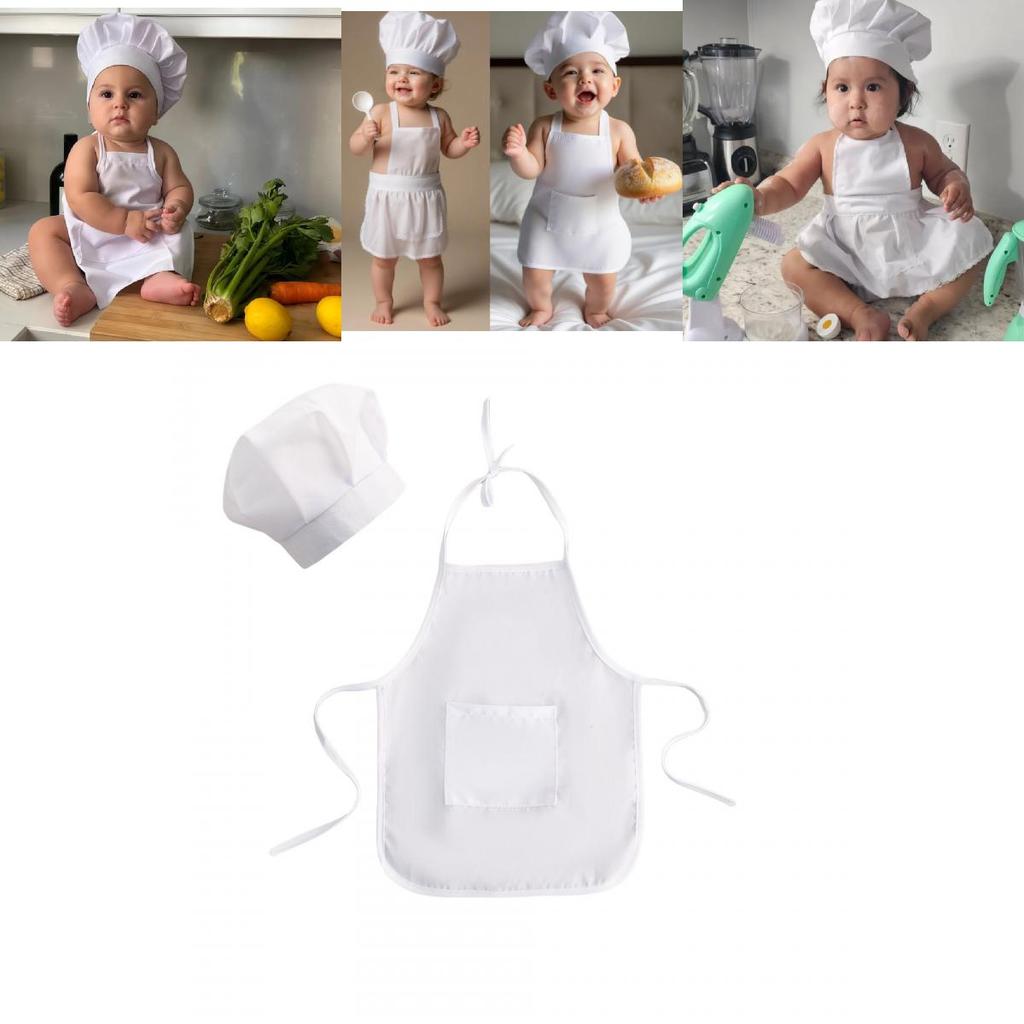 Child Chef Costume Set With Polyester Fabric For Kids Kitchen Role Play