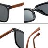 Women's Polarized Anti-UV Sunglasses with Fashionable TR Frame and Wood Grain Arms, Anti-Glare Driving Glasses