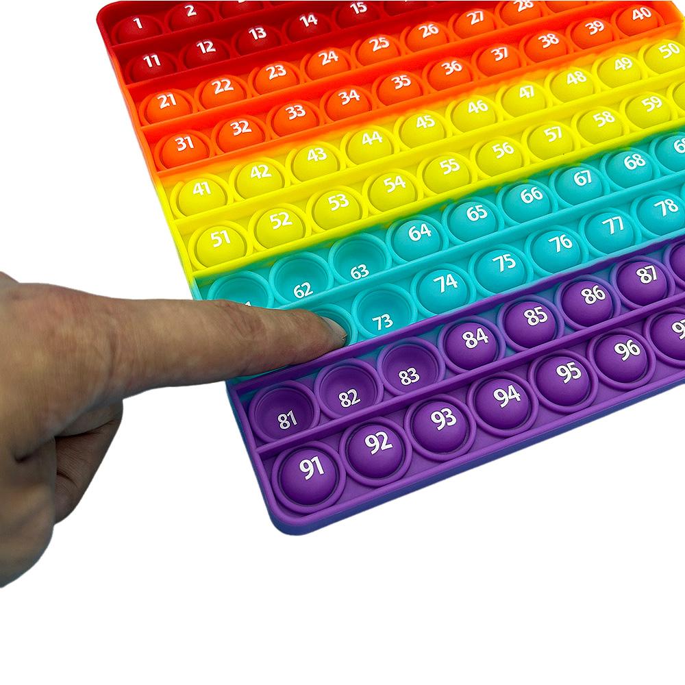 1-100 Numbers Learning Math Counting Games Pop Toys, Silicone Popping Mat Push Bubble Educational Toys for Preschool Children