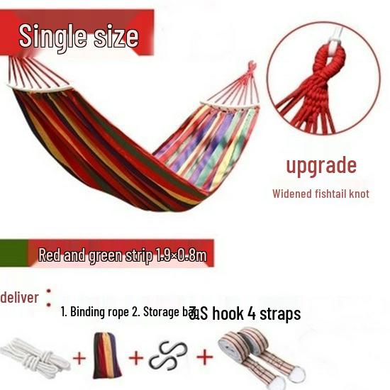 Outdoor Double-Thick Canvas Hammock with Bent Wood Design and Anti-Rollover Feature
