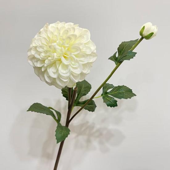 Artificial Chrysanthemum Ball Flowers with 1 Head Bloom And 1 Bud Fake Mums Hydrangea Bouquet for DIY Bridal Wedding Bouquet Home Garden Party Office
