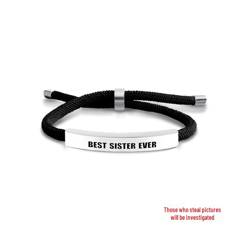 Multicolor Woven Rope Friendship Bracelet - Engraved Stainless Steel Christmas Gift