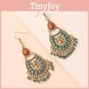 Ethnic Style Long Drop Oil Earrings Metal Geometric Pendant For Women Gift