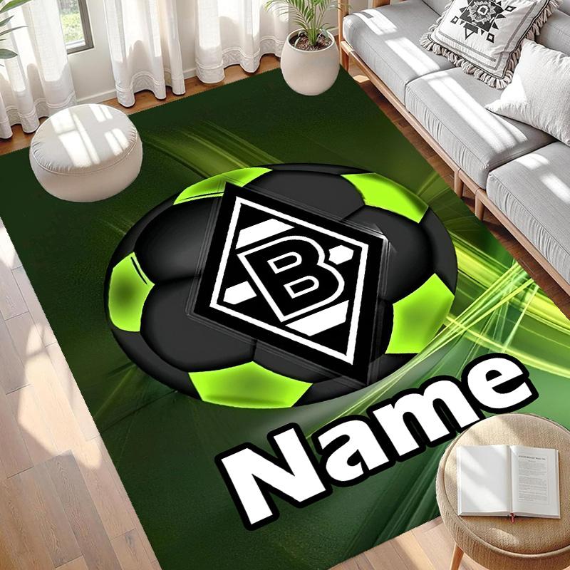 Benutzerdefinierter Name Personalisierter Borussia Mönchengladbach Druckteppich, Vielseitiger Wohnkulturteppich, für Spielzimmer, Wohnung, Balkon, Eingangsbereich, Flur Geschenk