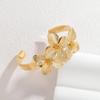 Mode Vintage Elegant Armreifen Goldfarbe Offener Armreif Blumenmanschettenarmband Hand Schmuck